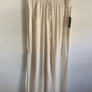 NWT Cream Wide-Leg Pants Extra Long with Side Slits‎